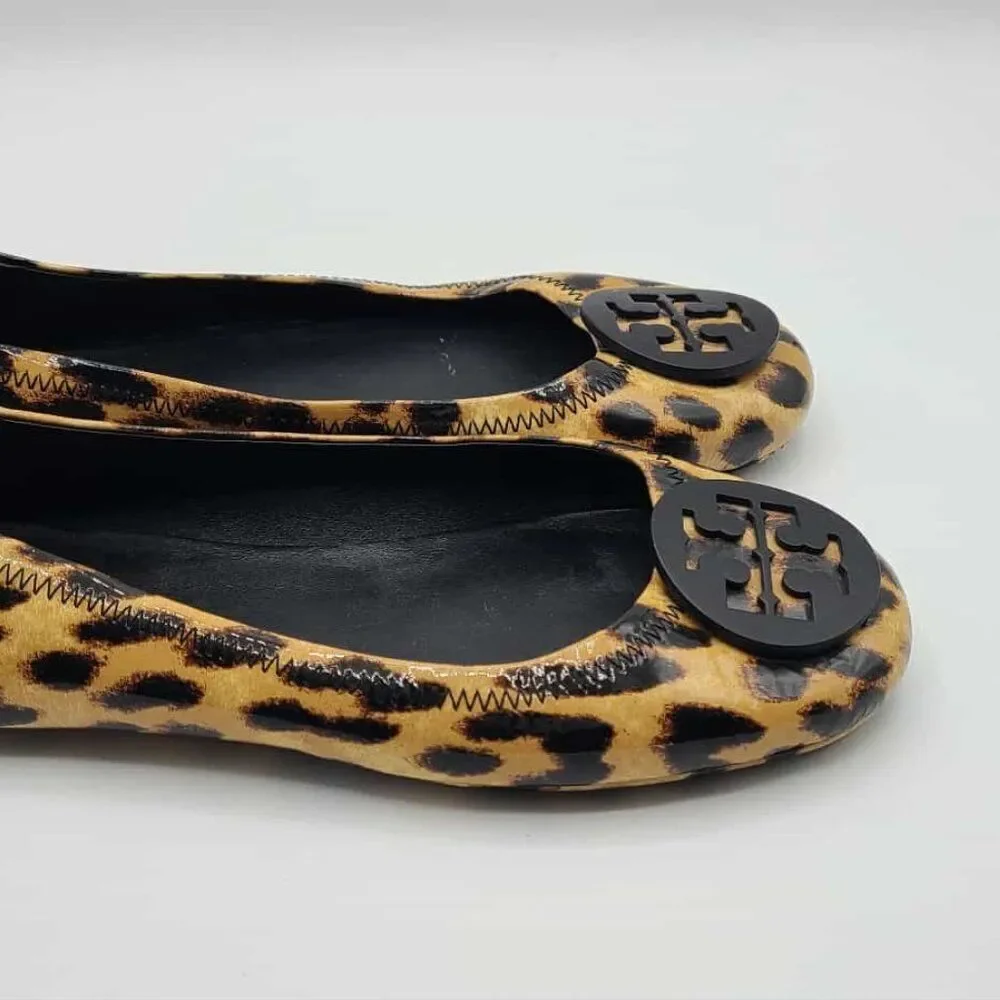 Tory Burch Minnie Leopard Patent Leather size 8